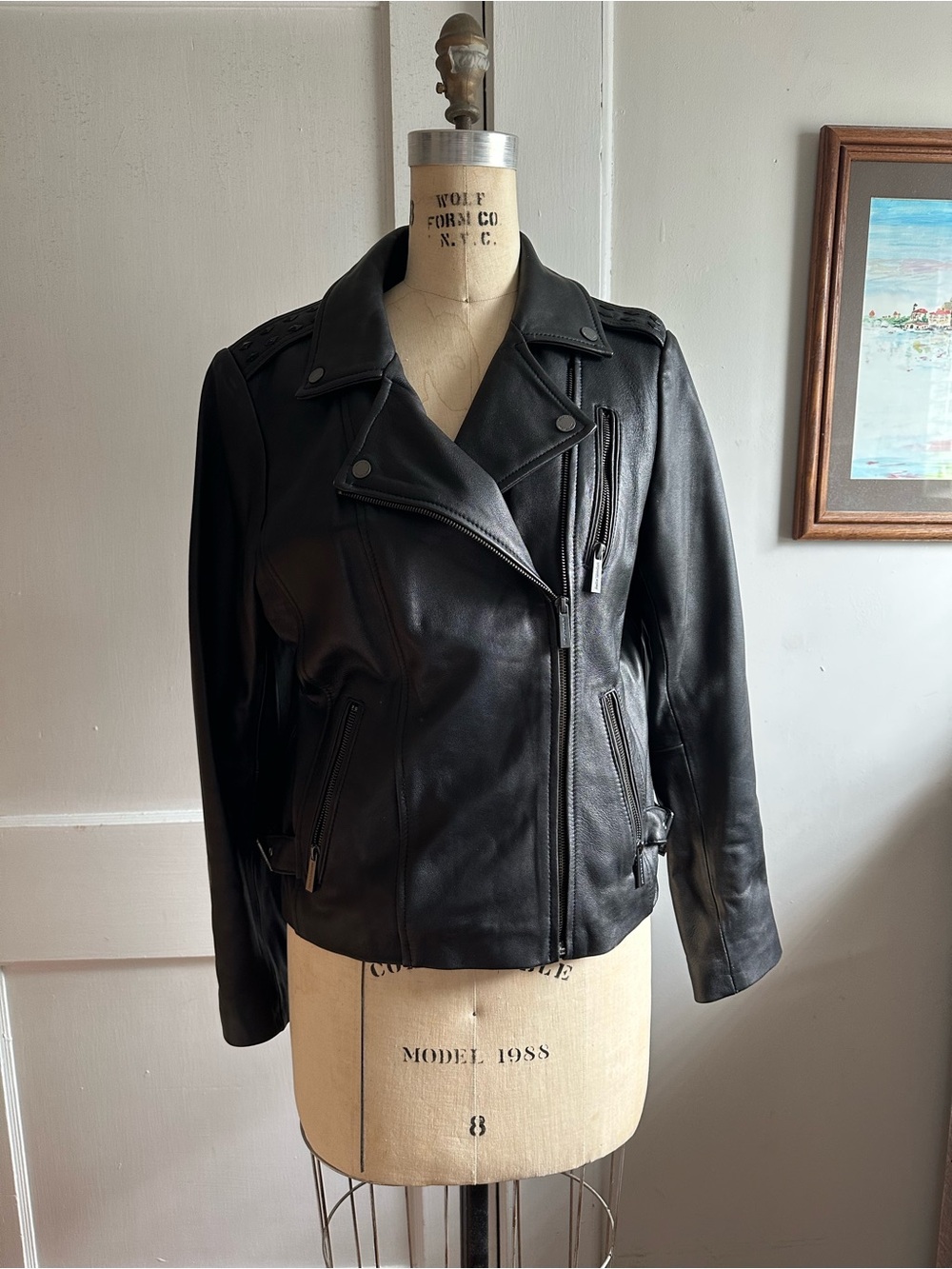 MICHAEL Michael Kors Black Leather Asymmetrical Moto Jacket